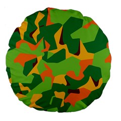 Initial Camouflage Green Orange Yellow Large 18  Premium Flano Round Cushions by Mariart