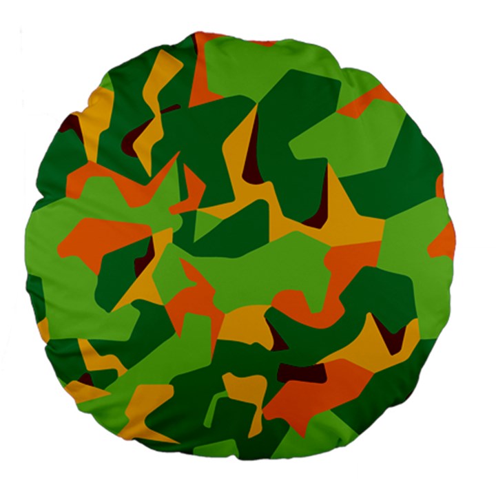 Initial Camouflage Green Orange Yellow Large 18  Premium Flano Round Cushions