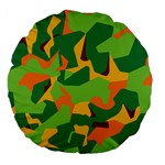 Initial Camouflage Green Orange Yellow Large 18  Premium Flano Round Cushions Back