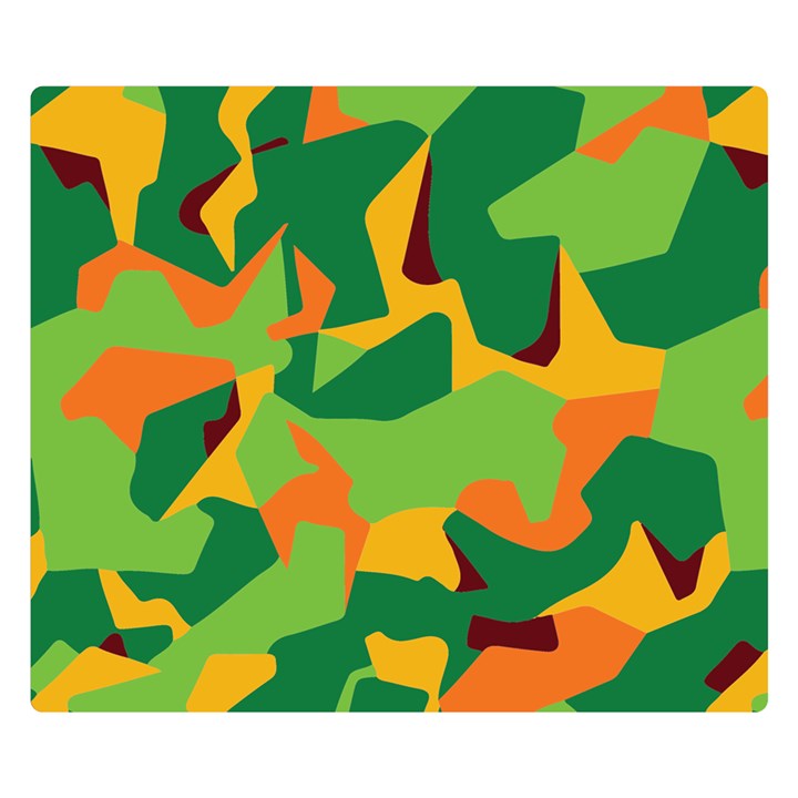 Initial Camouflage Green Orange Yellow Double Sided Flano Blanket (Small) 