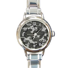 Initial Camouflage Grey Round Italian Charm Watch