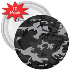 Initial Camouflage Grey 3  Buttons (10 Pack)  by Mariart