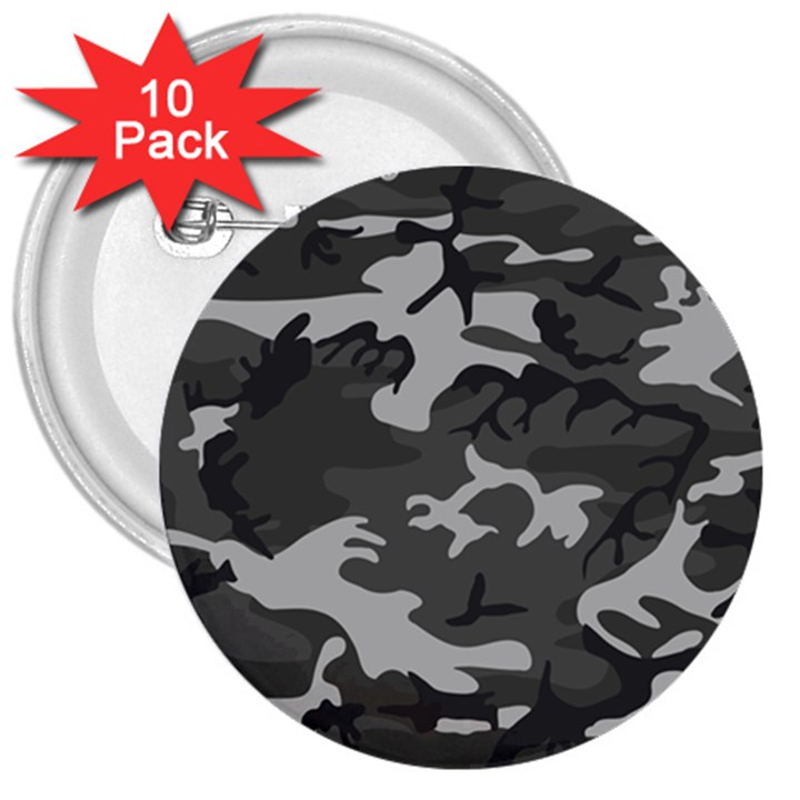 Initial Camouflage Grey 3  Buttons (10 pack) 