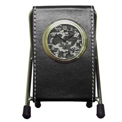 Initial Camouflage Grey Pen Holder Desk Clocks by Mariart