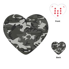 Initial Camouflage Grey Playing Cards (heart)  by Mariart