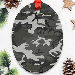 Initial Camouflage Grey Oval Ornament (two Sides) by Mariart