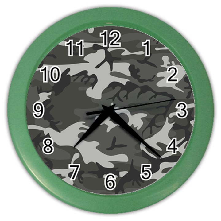 Initial Camouflage Grey Color Wall Clocks