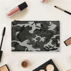 Initial Camouflage Grey Cosmetic Bag (medium)  by Mariart