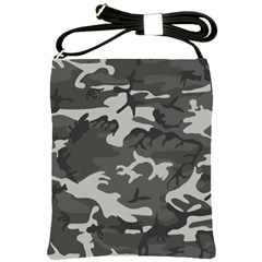 Initial Camouflage Grey Shoulder Sling Bags by Mariart