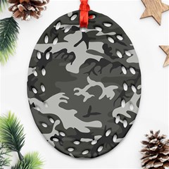 Initial Camouflage Grey Oval Filigree Ornament (two Sides) by Mariart