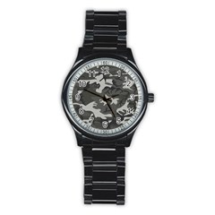 Initial Camouflage Grey Stainless Steel Round Watch by Mariart