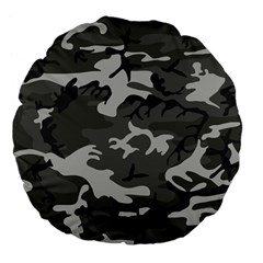 Initial Camouflage Grey Large 18  Premium Flano Round Cushions by Mariart