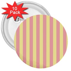 Pink Yellow Stripes Line 3  Buttons (10 Pack)  by Mariart