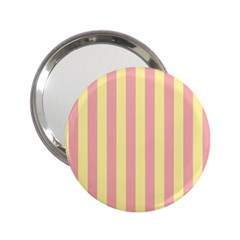 Pink Yellow Stripes Line 2 25  Handbag Mirrors by Mariart