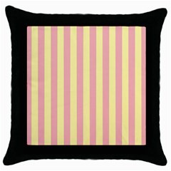 Pink Yellow Stripes Line Throw Pillow Case (black) by Mariart