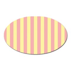 Pink Yellow Stripes Line Oval Magnet by Mariart