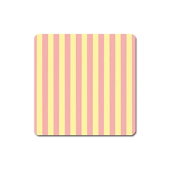 Pink Yellow Stripes Line Square Magnet