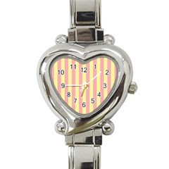 Pink Yellow Stripes Line Heart Italian Charm Watch by Mariart