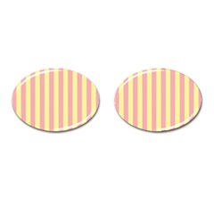 Pink Yellow Stripes Line Cufflinks (oval) by Mariart