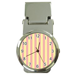 Pink Yellow Stripes Line Money Clip Watches by Mariart