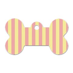 Pink Yellow Stripes Line Dog Tag Bone (one Side) by Mariart