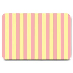 Pink Yellow Stripes Line Large Doormat  by Mariart