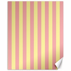 Pink Yellow Stripes Line Canvas 11  X 14   by Mariart