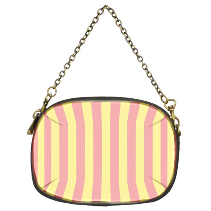 Pink Yellow Stripes Line Chain Purses (Two Sides) 