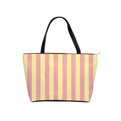 Pink Yellow Stripes Line Shoulder Handbags by Mariart