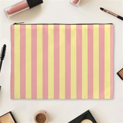 Pink Yellow Stripes Line Cosmetic Bag (xl) by Mariart