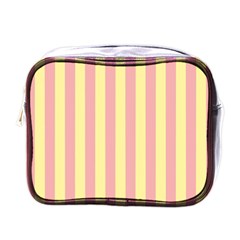 Pink Yellow Stripes Line Mini Toiletries Bags by Mariart