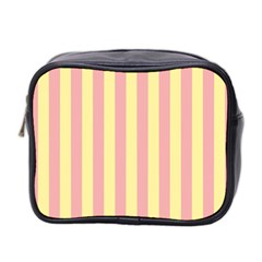 Pink Yellow Stripes Line Mini Toiletries Bag 2-side by Mariart