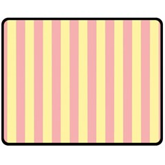 Pink Yellow Stripes Line Fleece Blanket (medium)  by Mariart