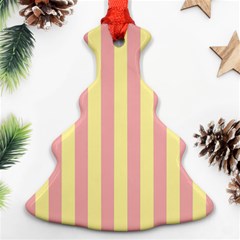 Pink Yellow Stripes Line Christmas Tree Ornament (two Sides) by Mariart