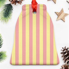 Pink Yellow Stripes Line Bell Ornament (two Sides) by Mariart