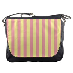 Pink Yellow Stripes Line Messenger Bags by Mariart