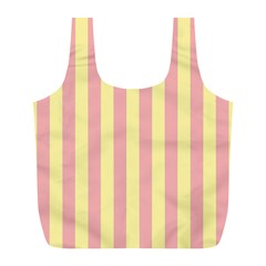 Pink Yellow Stripes Line Full Print Recycle Bags (l)  by Mariart