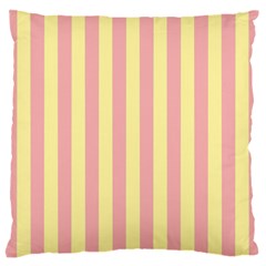 Pink Yellow Stripes Line Standard Flano Cushion Case (two Sides) by Mariart