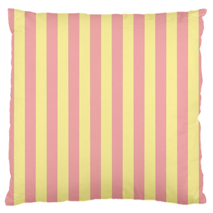 Pink Yellow Stripes Line Large Flano Cushion Case (Two Sides)