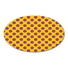 Polka Dot Purple Yellow Oval Magnet by Mariart