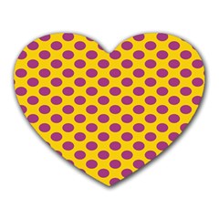 Polka Dot Purple Yellow Heart Mousepads by Mariart