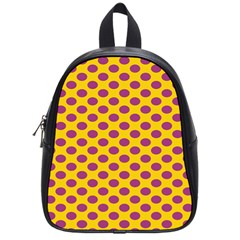 Polka Dot Purple Yellow School Bags (small)  by Mariart