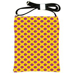 Polka Dot Purple Yellow Shoulder Sling Bags by Mariart