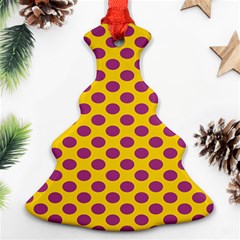 Polka Dot Purple Yellow Ornament (christmas Tree)  by Mariart