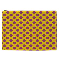 Polka Dot Purple Yellow Cosmetic Bag (xxl)  by Mariart