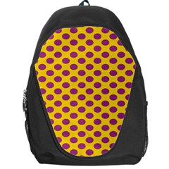 Polka Dot Purple Yellow Backpack Bag by Mariart