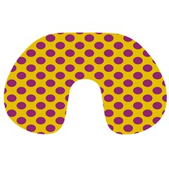 Polka Dot Purple Yellow Travel Neck Pillows by Mariart