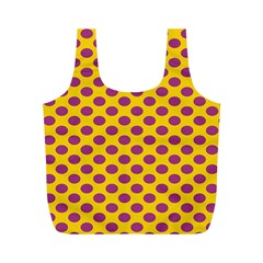 Polka Dot Purple Yellow Full Print Recycle Bags (m)  by Mariart