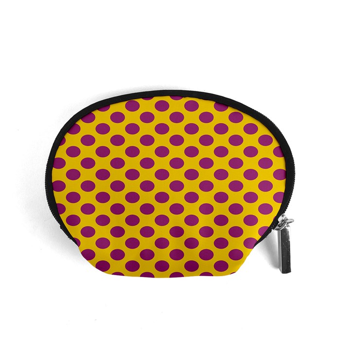 Polka Dot Purple Yellow Accessory Pouches (Small) 