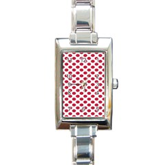 Polka Dot Red White Rectangle Italian Charm Watch by Mariart